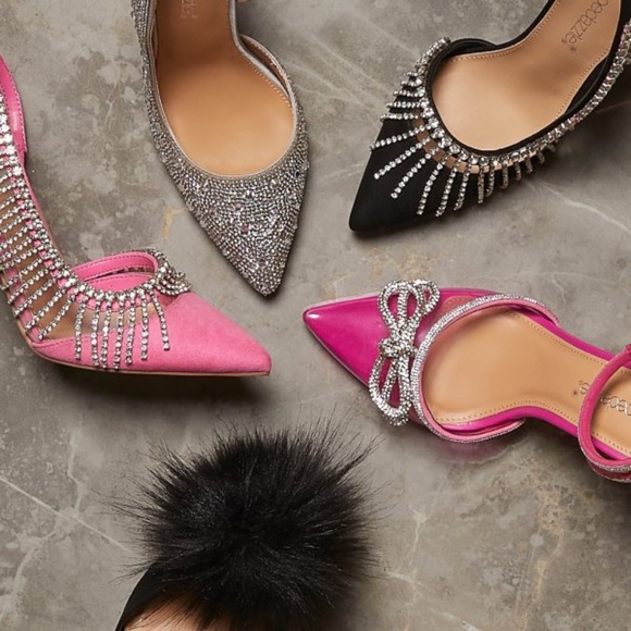 π Valentine Hot Fuchsia Diamond Embellished Pumps - Picture 5 of 11